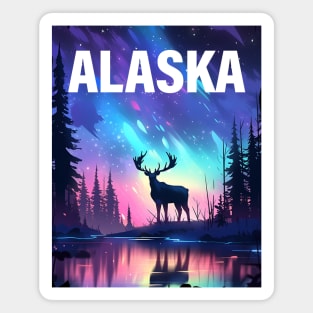 Alaska Nothern Lights Wildlife Magnet